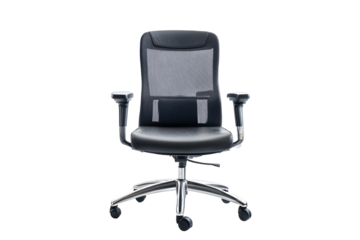 a black office chair with a zebra print back