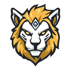 Colorful Lion Mascot Head Logo in Cartoon Vector Style perfect for bold game logos and wild animal esports branding