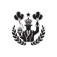Kings Birth Day Silhouette Vector Illustration, Solid White Background.