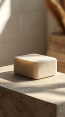 A realistic mockup of a branded soap mold, placed on a crafting table