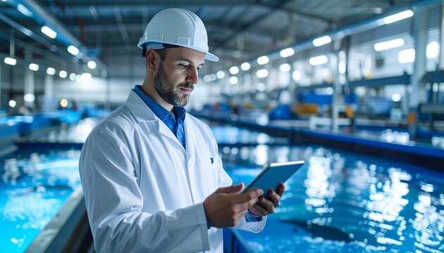 Engineer with Tablet in Industrial Setting