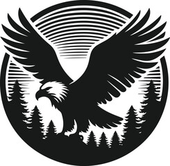 Silhouette of a black eagle vector drawing