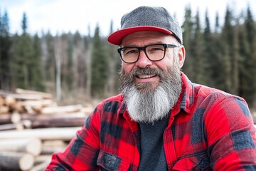 Carpenter skillfully carving intricate woodwork using a lathe in a forest workshop