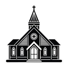 Church Icon Vector Illustration - Cartoon Clipart and Line Art Design for Print 2.eps