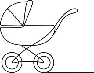 Minimalist Baby Stroller Line Art Illustration
