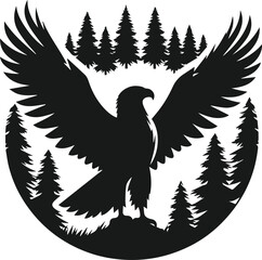 Silhouette of a black eagle vector drawing