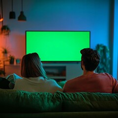 Naklejka premium man watching tv