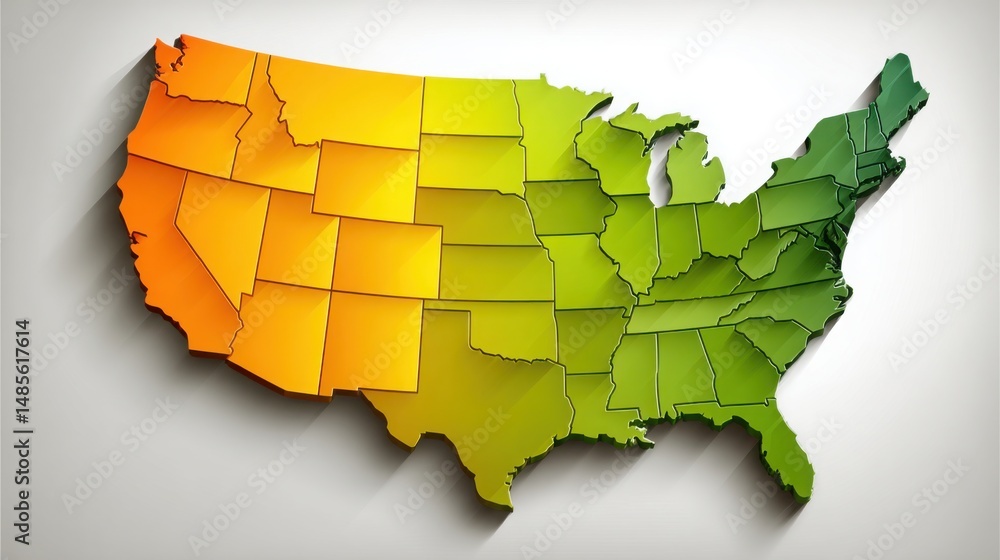 Poster united states map displayed in rainbow colors symbolizing diversity and inclusion within ai-modeled 