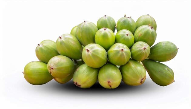 Cluster of Green Pointed Gourds on White
