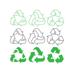 Obraz premium Recycling Icons Set with Green Circular Arrow Symbols