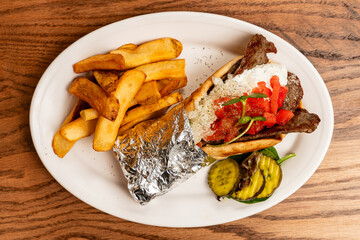 gyro with steak fries