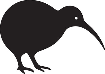 Kiwi Bird Silhouette in Wildlife Vector Illustration