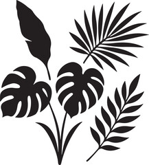 Tropical Leaves Silhouette in Botanical Vector Style