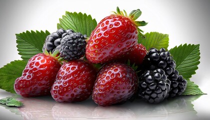 Obraz premium Fresh Berries Still Life: Strawberries and Blackberries