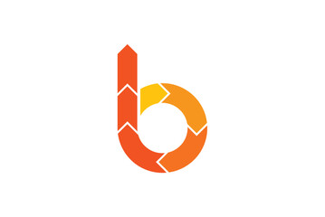 Abstract Orange and Yellow Arrow Letter B Logo Design