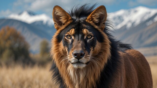 A stunning male liger displaying its unique features