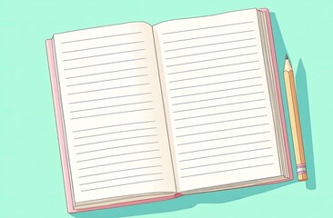 Open notebook with pencil