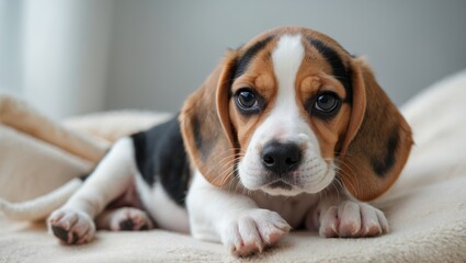 Adorable beagle puppy seeking love and comfort