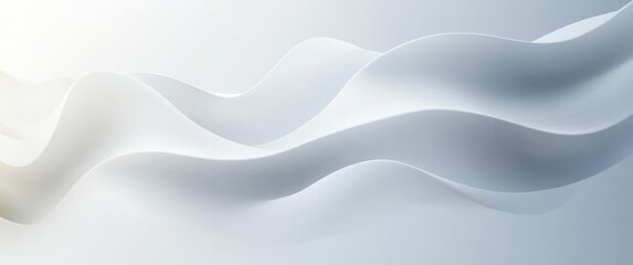 Obraz premium Smooth flowing white abstract waves creating a serene and calming visual effect with soft shadows and a minimalist background