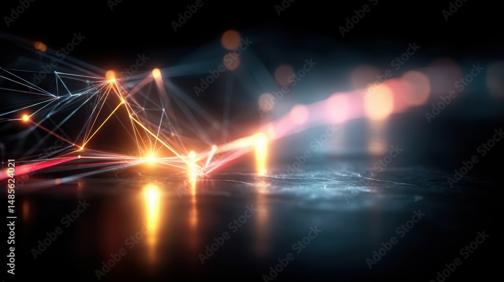 Poster dramatic black background with bright light illuminating the concept of blockchain-enabled central b