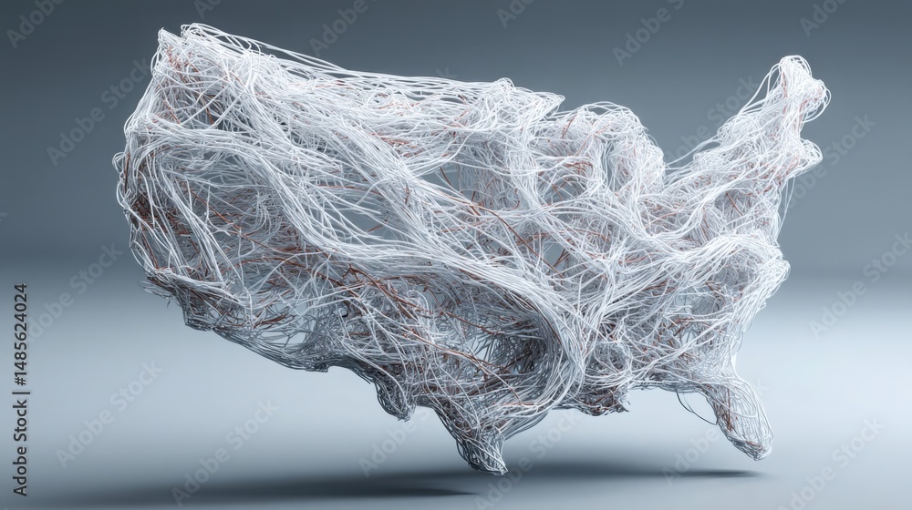 Poster unique white and orange wire map design representing blockchain-enabled enterprise tax tool concept 