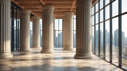 Fototapeta premium Architectural elegance with columns and expansive views