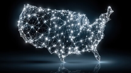 United states map featuring innovative blockchain economy visualizer icon concept for efficient data representation