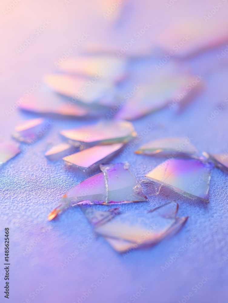 Poster colorful shards of broken glass scattered on a delicate surface creating an abstract art piece with 