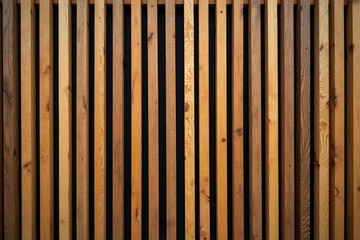 Fototapeta premium Textured wood slat wall with dark accents