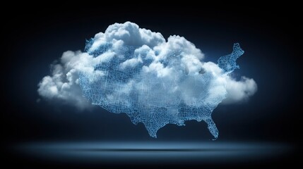 Naklejka premium Cloud with a map of the united states representing economic distribution and conceptual data visualization