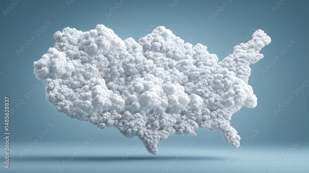 Poster an artistic cloud map representing resource optimization through cloud-based analytics conceptual vi