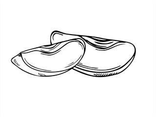 Two fruit slices monochrome vector illustration painted by black inks. Apple, pear or quince wedge graphic sketch. Sweet healthy dessert for organic food labels, farm to table designs, autumn harvest