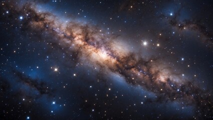 Naklejka premium Cosmic dust and radiant starlight in galactic splendor