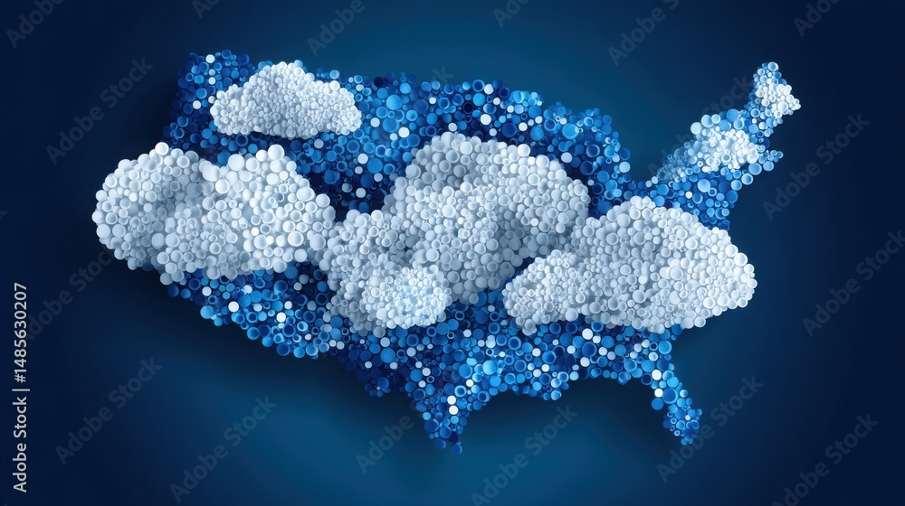 Poster a cloud with a blue background representing a small cap market index icon concept in cloud native de