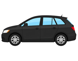 Obraz premium Side view of a dark gray car