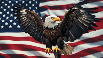 Naklejka premium Eagle emblem of freedom against stars and stripes