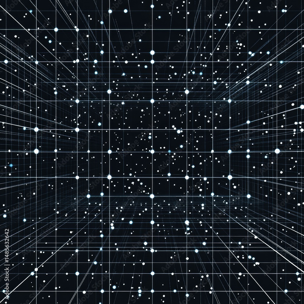 Aufkleber abstract network grid with glowing points