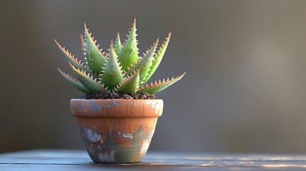 Small potted succulent in a terracotta planter.