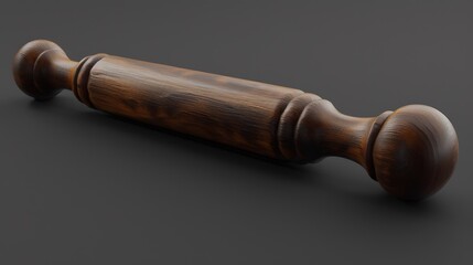 Wooden rolling pin with smooth cylindrical body and rounded handles.
