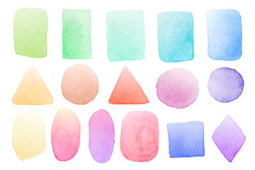 abstract watercolor stains and shapes isolated on a white background