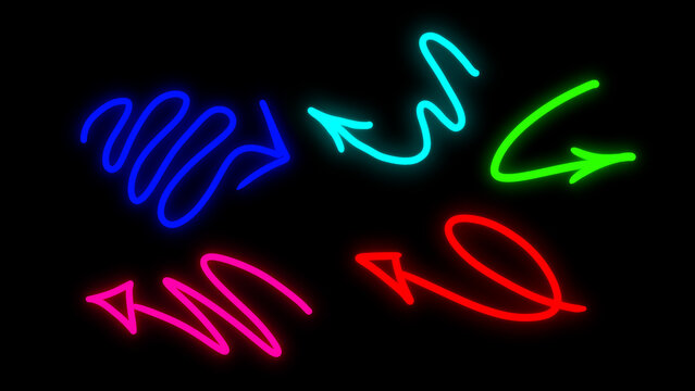 Cool Neon Arrow Doodle Elements