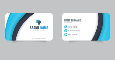 Modern Minimalist Business Card Template with Waves in Design. Professional modern business card template with a clean and minimalist design