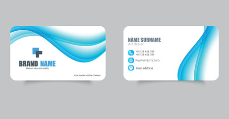 Modern Minimalist Business Card Template with Waves in Design. Business card for a doctor