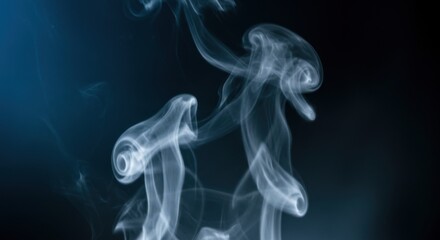 Fototapeta premium Wispy smoke trails ethereal movement against dark backdrop, emphasizing texture and light
