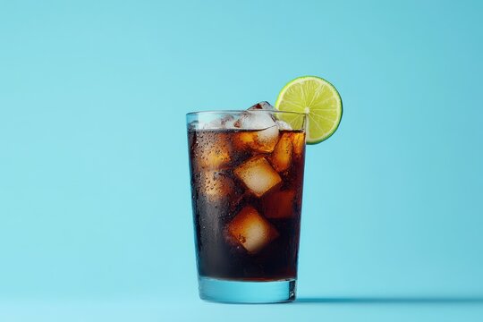 Cold cola drink with lime and ice (1)