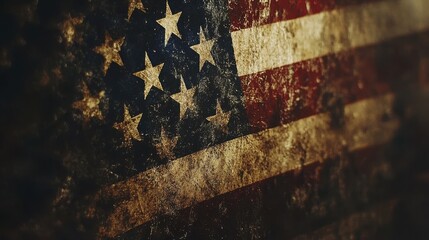 Aged American flag, textured and worn, showing the passage of time.