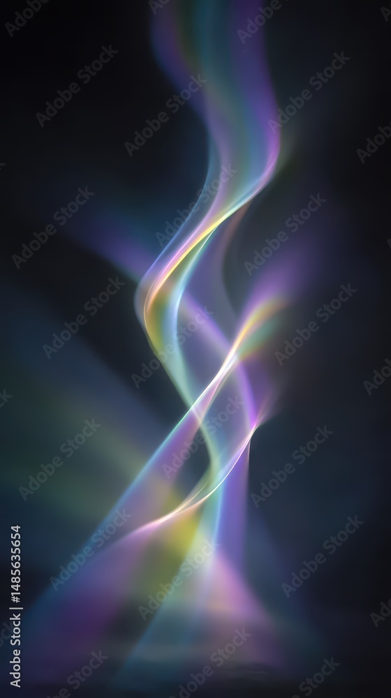 Poster ethereal swirls of colorful light dancing in a dark background creating a dreamy and mystical atmosp