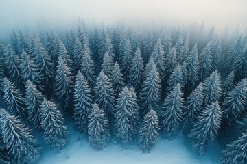 Obraz premium Snow-covered trees in a winter forest.