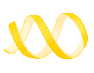 A vibrant lemon peel twisted into a double helix shape