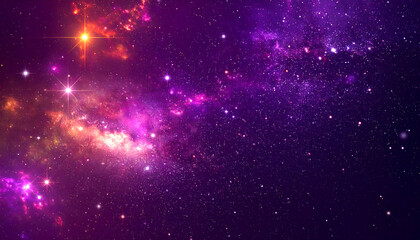 Cosmic wonder. Vibrant, deep space with glowing stars, nebulae, and purple hues. Evokes wonder, science, exploration. Ideal for background, design.